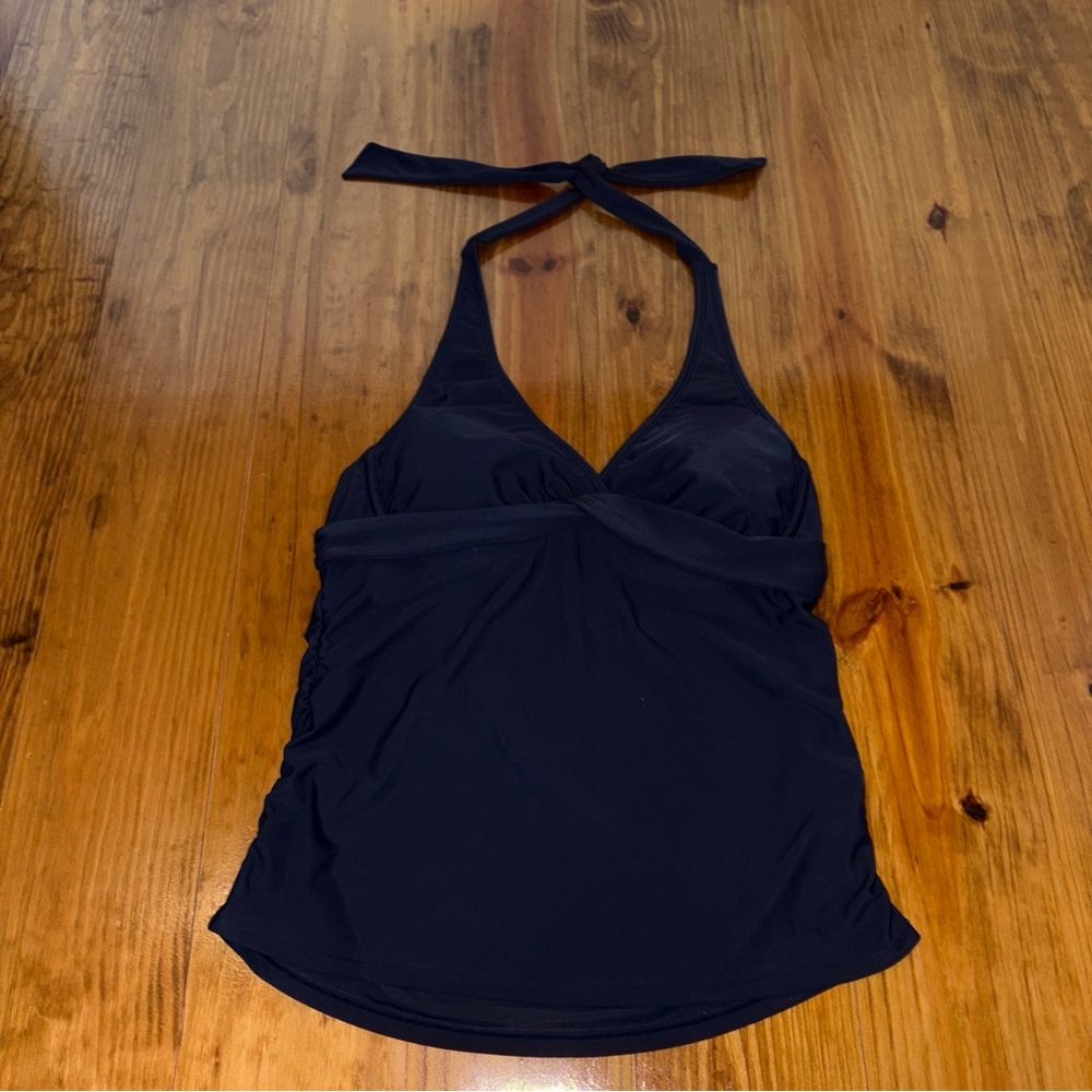 EUC Athleta Navy Blue Halter Tankini Top Size 36 B/C